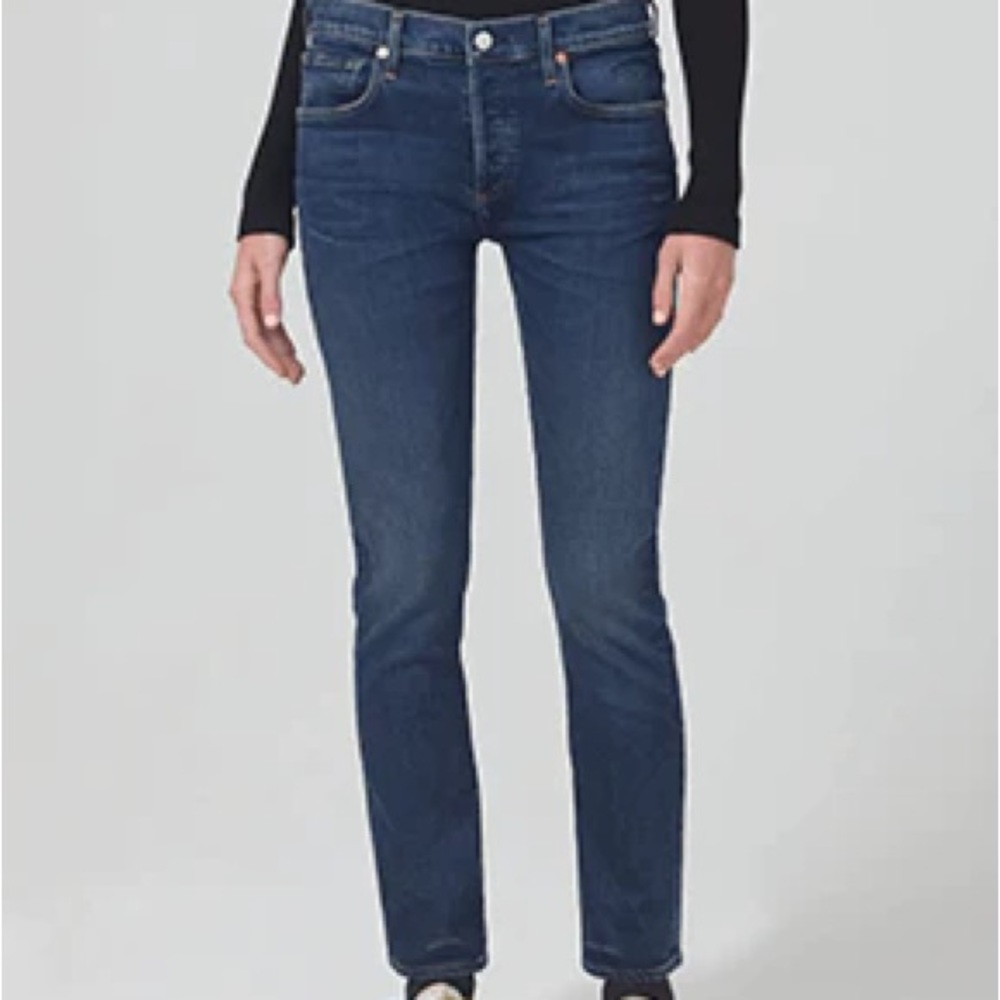 CoH (32) Ella Mid Rise Slim Crop in Sky Lantern distressed